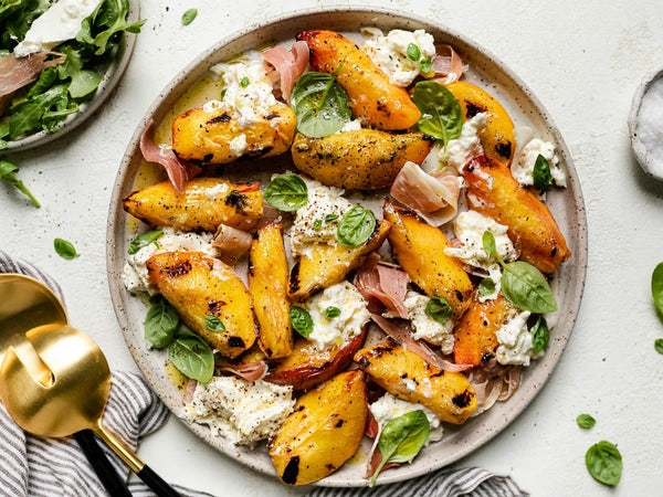 Summer on a Plate with Grilled Peach and Burrata Salad