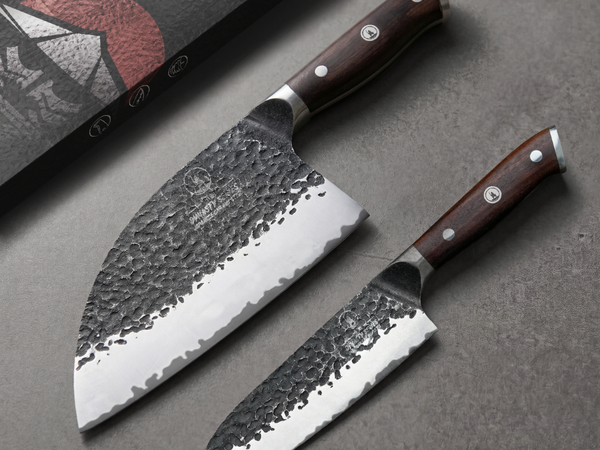 Dynasty Series Samurai Knife Set, two hand-forged San Mai kitchen knives