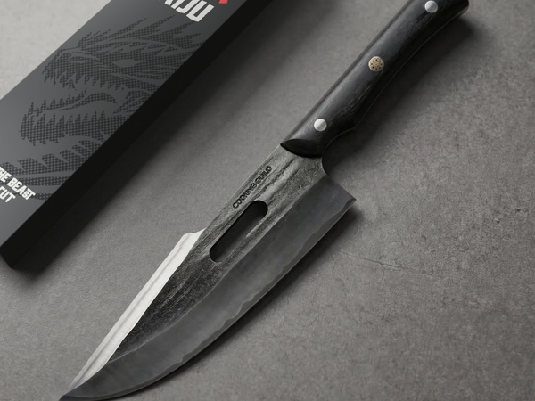Kaiju 8 inch San Mai chef knife with an SLD tool steel core, the kitchen answer to D2 tool steel