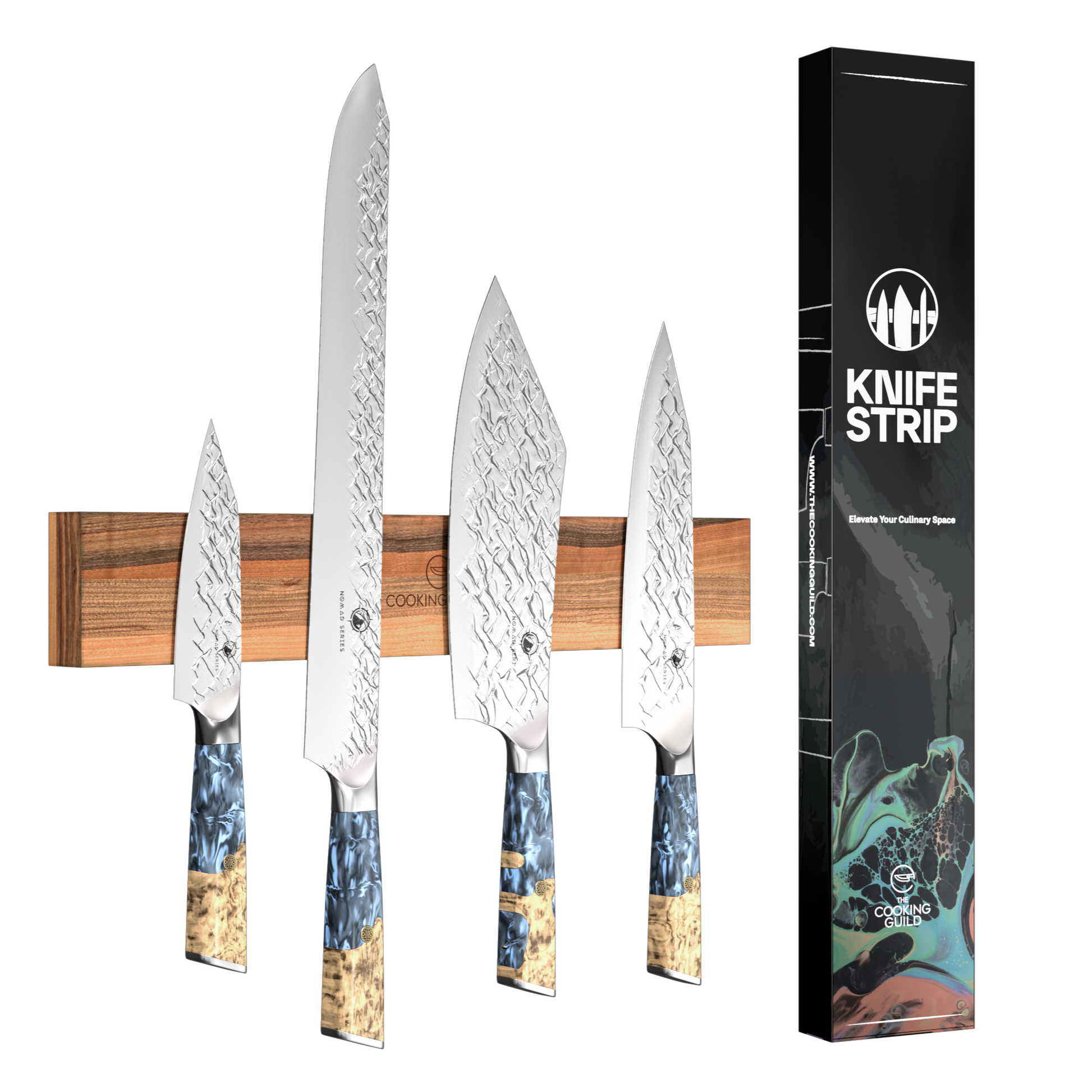 Cohesion 5 PCS Kitchen Knife Set with Magnetic Knife Holder Strip