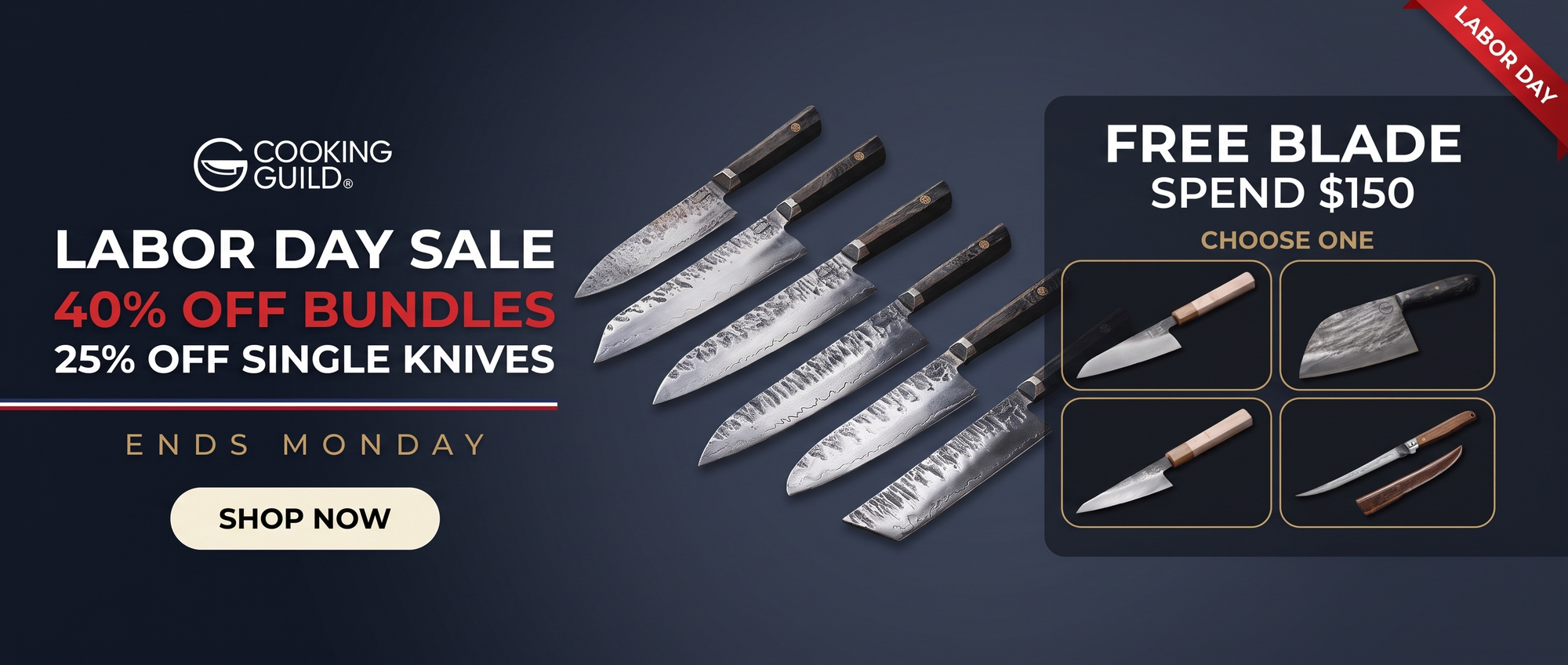 Labor Day Sale: 40% off bundles, 25% off single knives, free blade when you spend $150