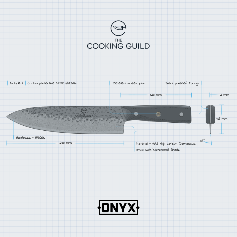 ONYX Series Essential Damascus Steel Knife Set - TheCookingGuild