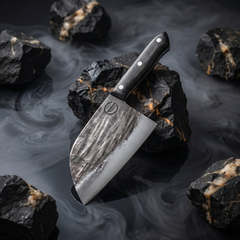 Snažan Heritage Cleaver in the hand, 1080 high carbon Serbian-style cleaver