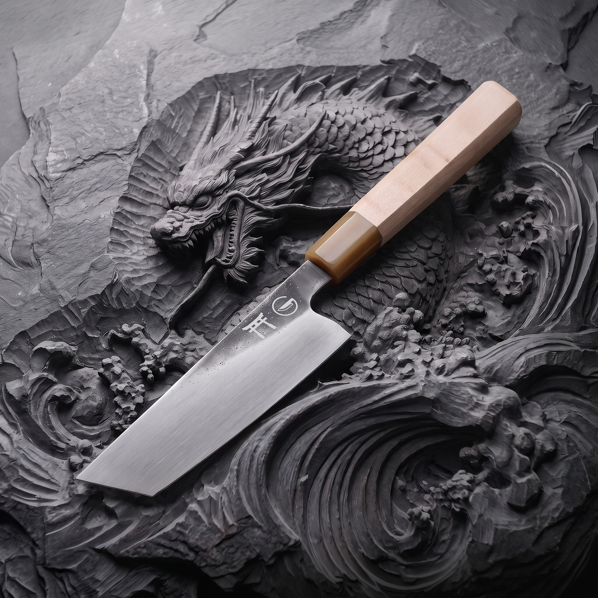 Torii 7" Nakiri detail shot — tall flat vegetable blade
