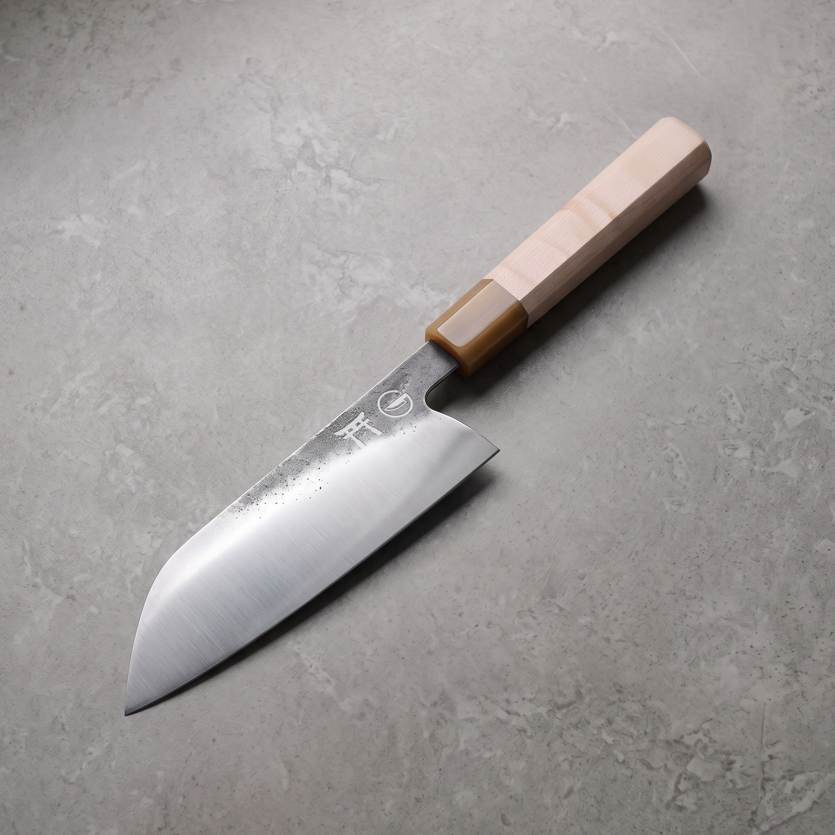 Torii 7" Santoku — hand-forged 7Cr17MoV steel, octagonal maple wa-handle
