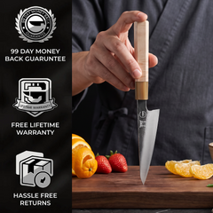 99-day money back guarantee and free lifetime warranty — Torii 6" Petty Knife