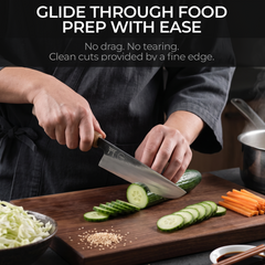 Torii 8" Gyuto in action — glide through food prep with ease
