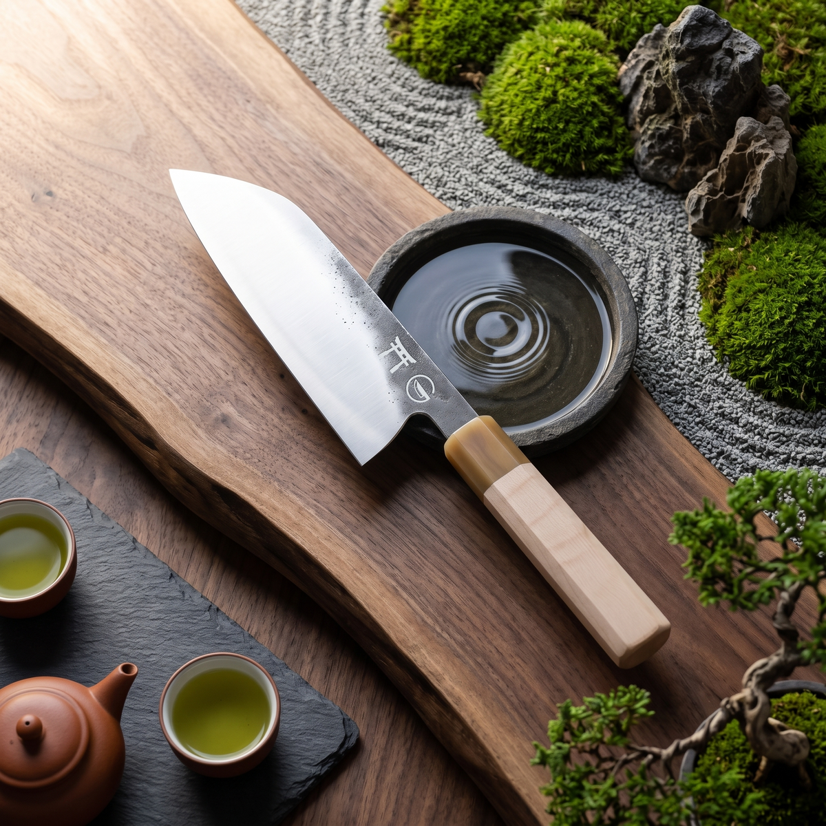 Torii 7" Santoku on a wooden board