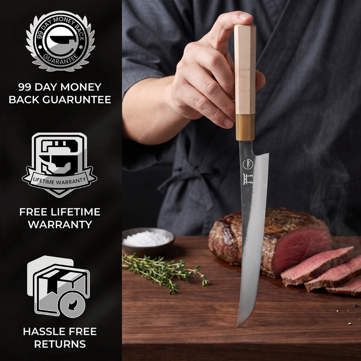 99-day money back guarantee and free lifetime warranty — Torii 10" Sakimaru