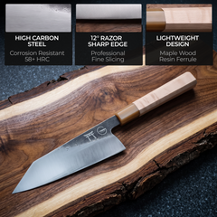 Torii 8" Usuba — high carbon steel, 12° razor sharp edge, lightweight design