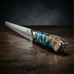 Nomad Damascus 10" Serrated Slicer