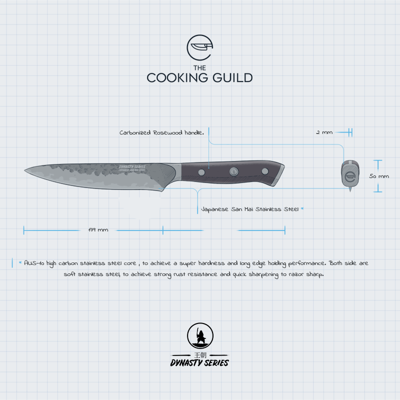 The Cooking Guild Dynasty Series Paring Knife - Black - 220